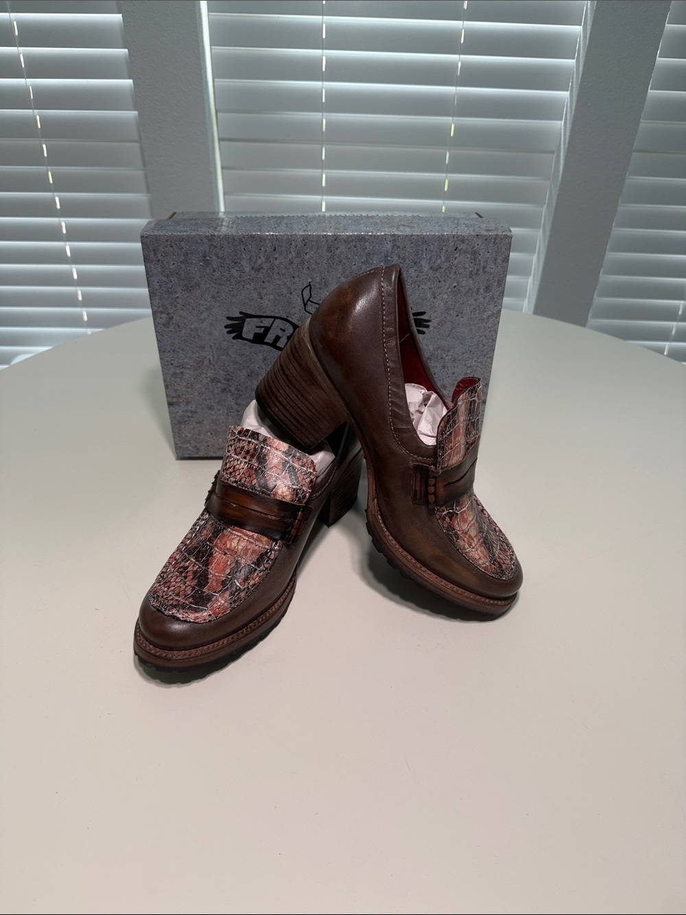 Freebird by Steven Brown Leather Bristol Loafers with Pink Snake-Print Accents
